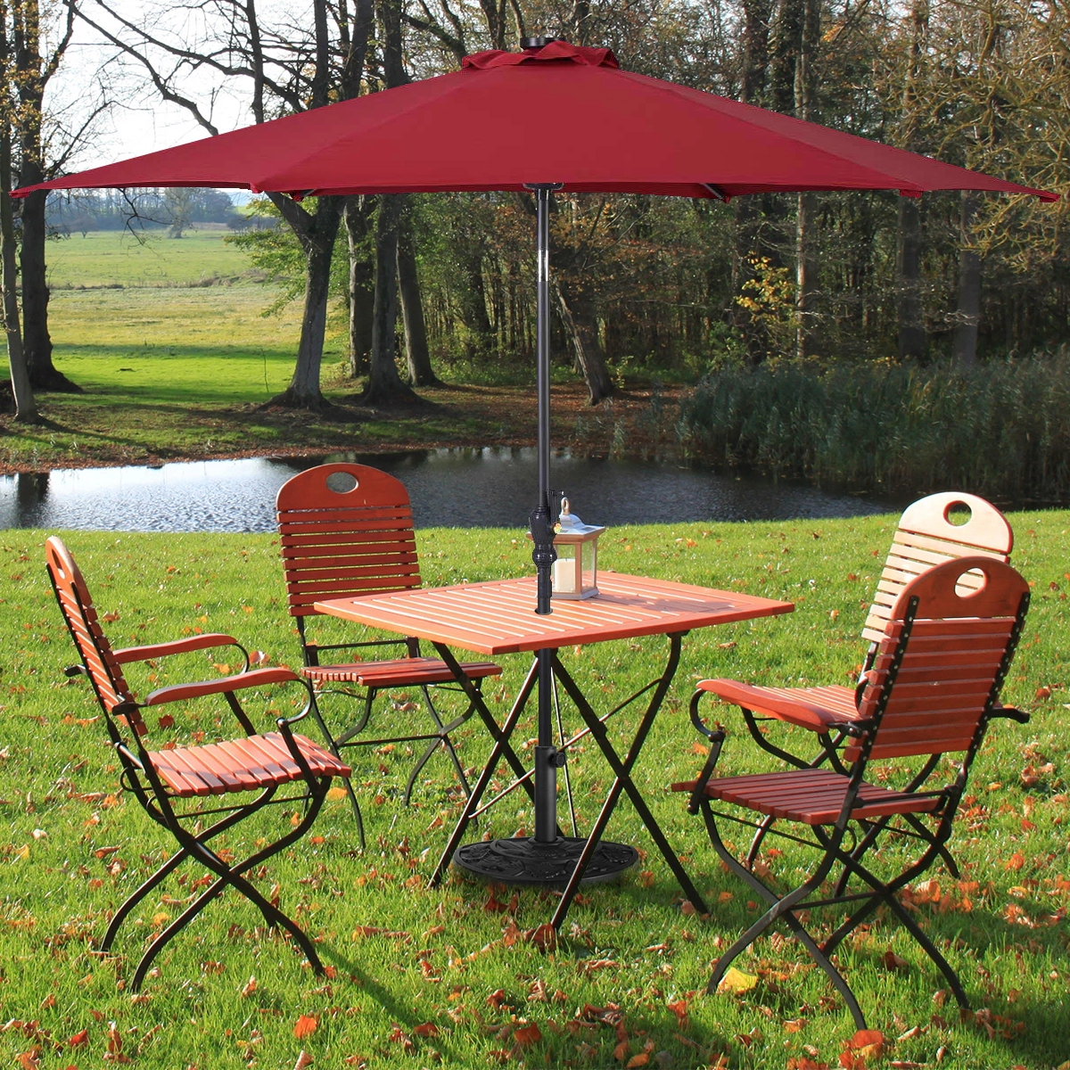 Slickblue Space Saving Half Round Outdoor Umbrella Base for Patio, Terrace and Balcony