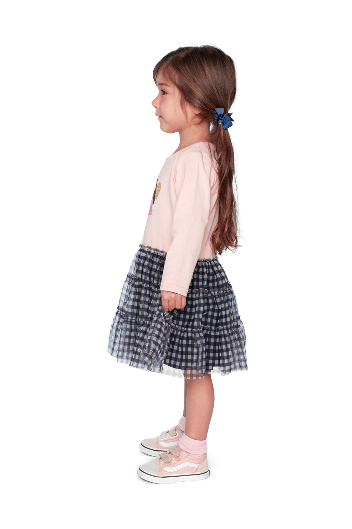 Deux par Girls Fairy Graphic & Gingham Bi-Material Dress