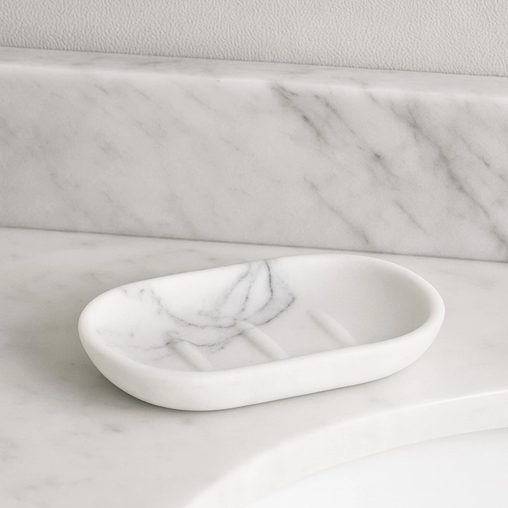 Evideco French Home Goods Marble-Effect Polyresin Soap Dish - Polished Rectangular Countertop