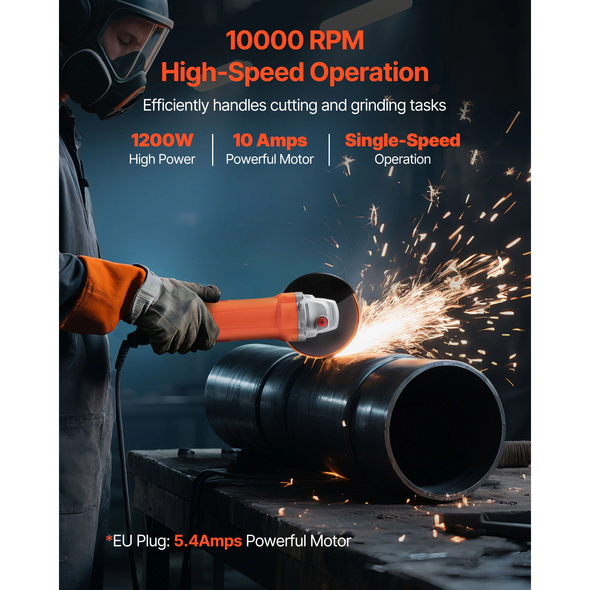 HONGGE Angle Grinder Electric Grinder Power Tool -Speed Corded Angle Grinders with 230° Adjustable Dust Guard for Metal