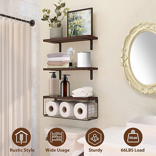 GBruno 2-in-1 Wooden Floating Shelves