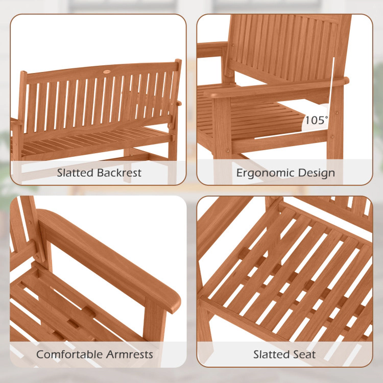 Hivvago 2-Person Patio Loveseat With Slatted Backrest And Comfortable Armrests