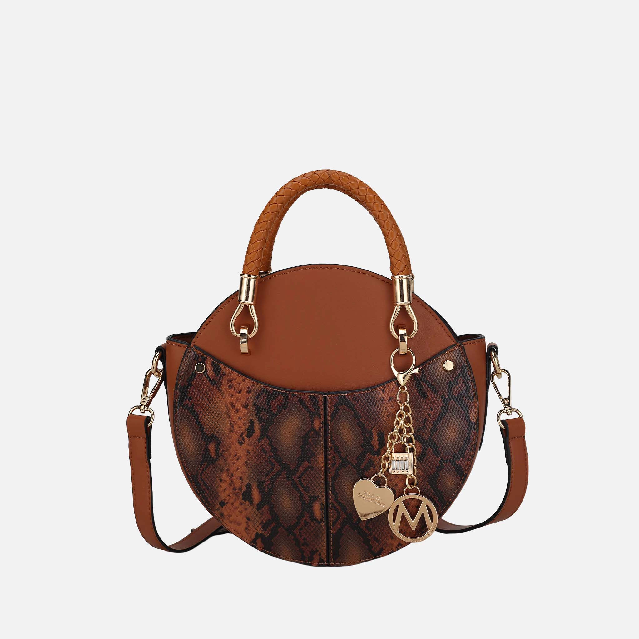 MKF Collection Camille Women’s Round Crossbody Bag - Snake Embossed Vegan Leather Shoulder Bag