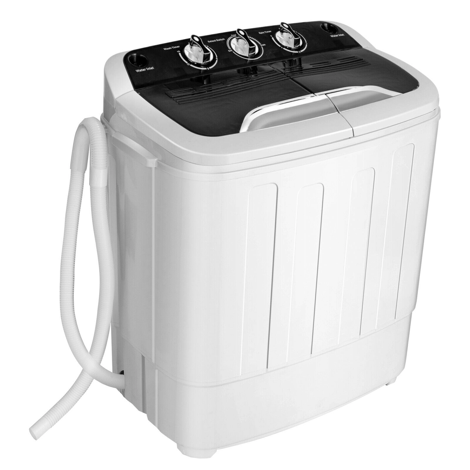 SUGIFT Compact Mini Twin Tub Portable Washer with 8-lb Wash and 5-lb Spin Capacity Top Load Gray/Black