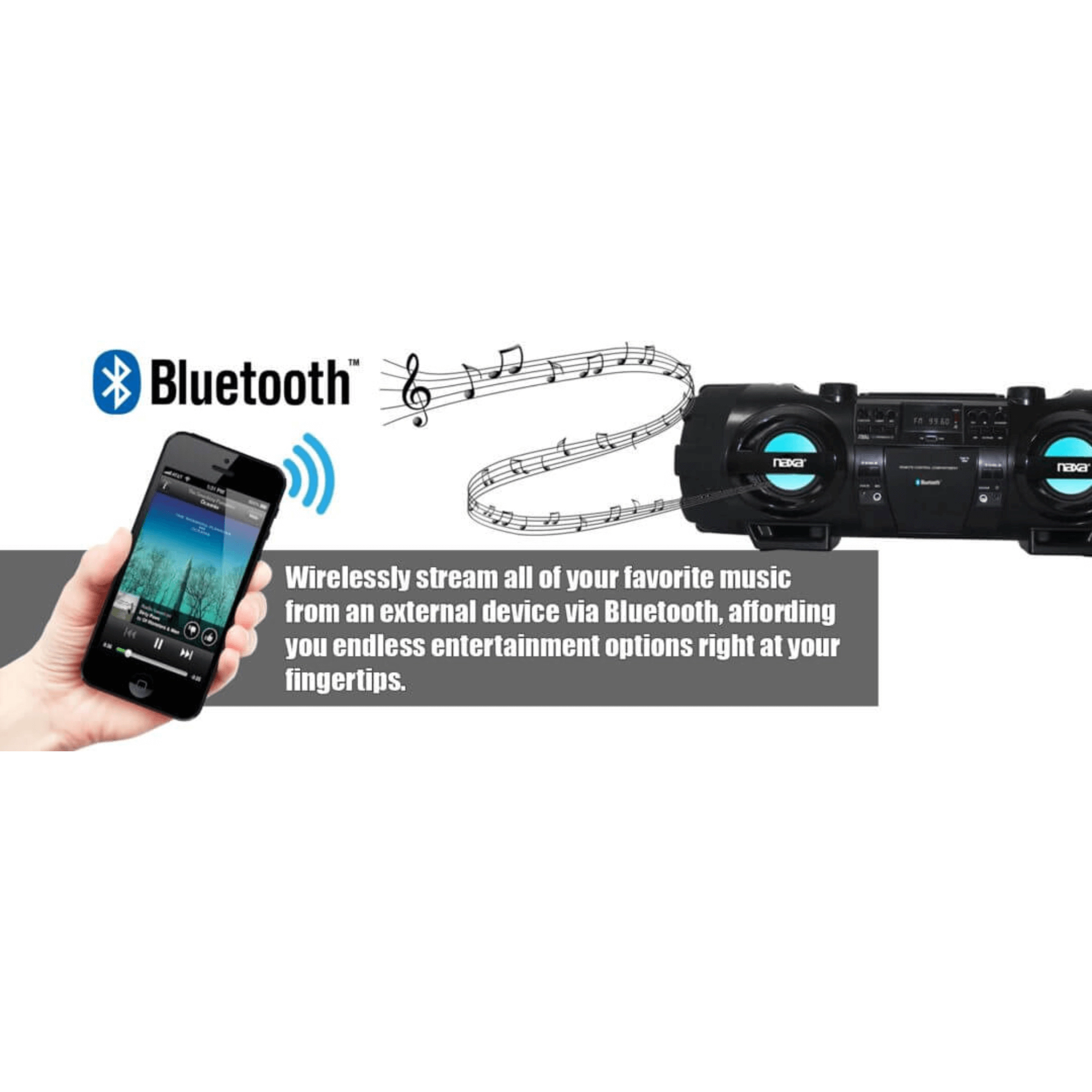 Naxa MP3 & CD Bass Reflex Boombox & PA System with Bluetooth