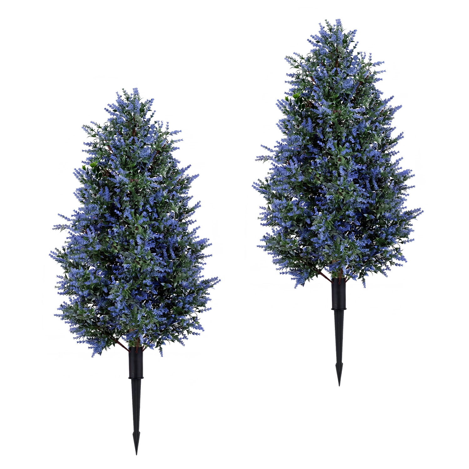 Slickblue Faux Lavender Topiary Trees Set of 2 with Ground Spikes Outdoor Decor