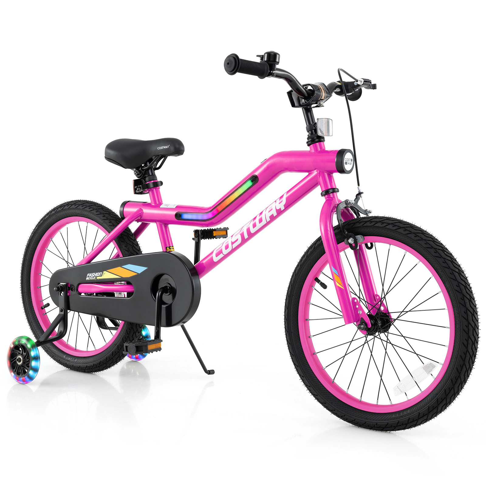 LJG Patented LED Lighted Kids Bike with Training Wheels and Headlight