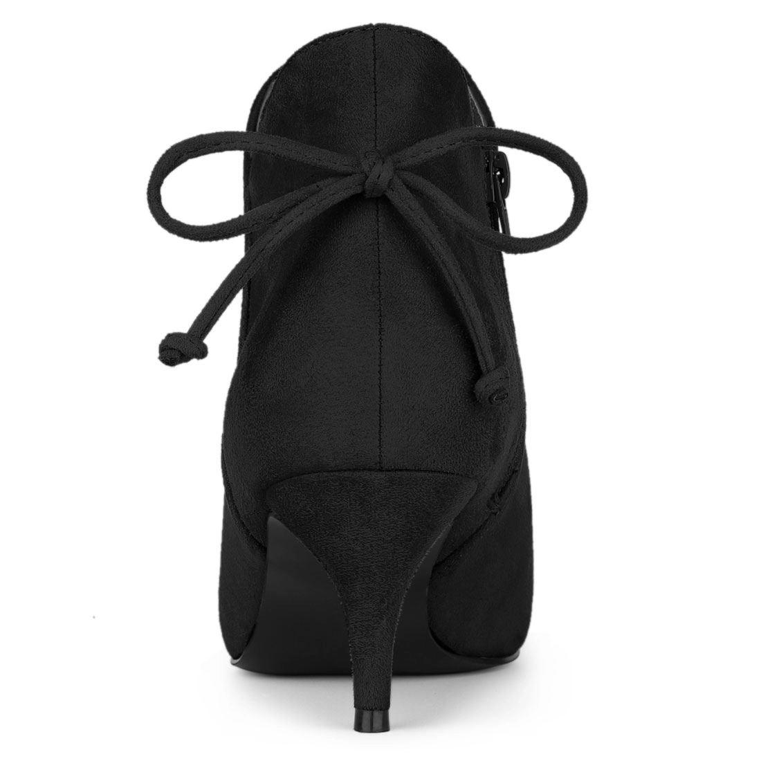 BLISSFUL STEP Women Pointed Toe Kitten Heel Ankle Booties