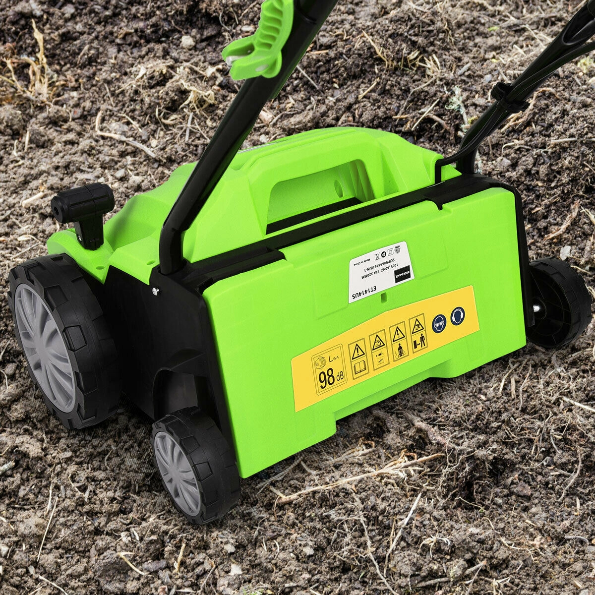 SUGIFT Green 13-in 12-Amp Electric Lawn Dethatcher and Scarifier with 11-gal Bag and Removable Blades