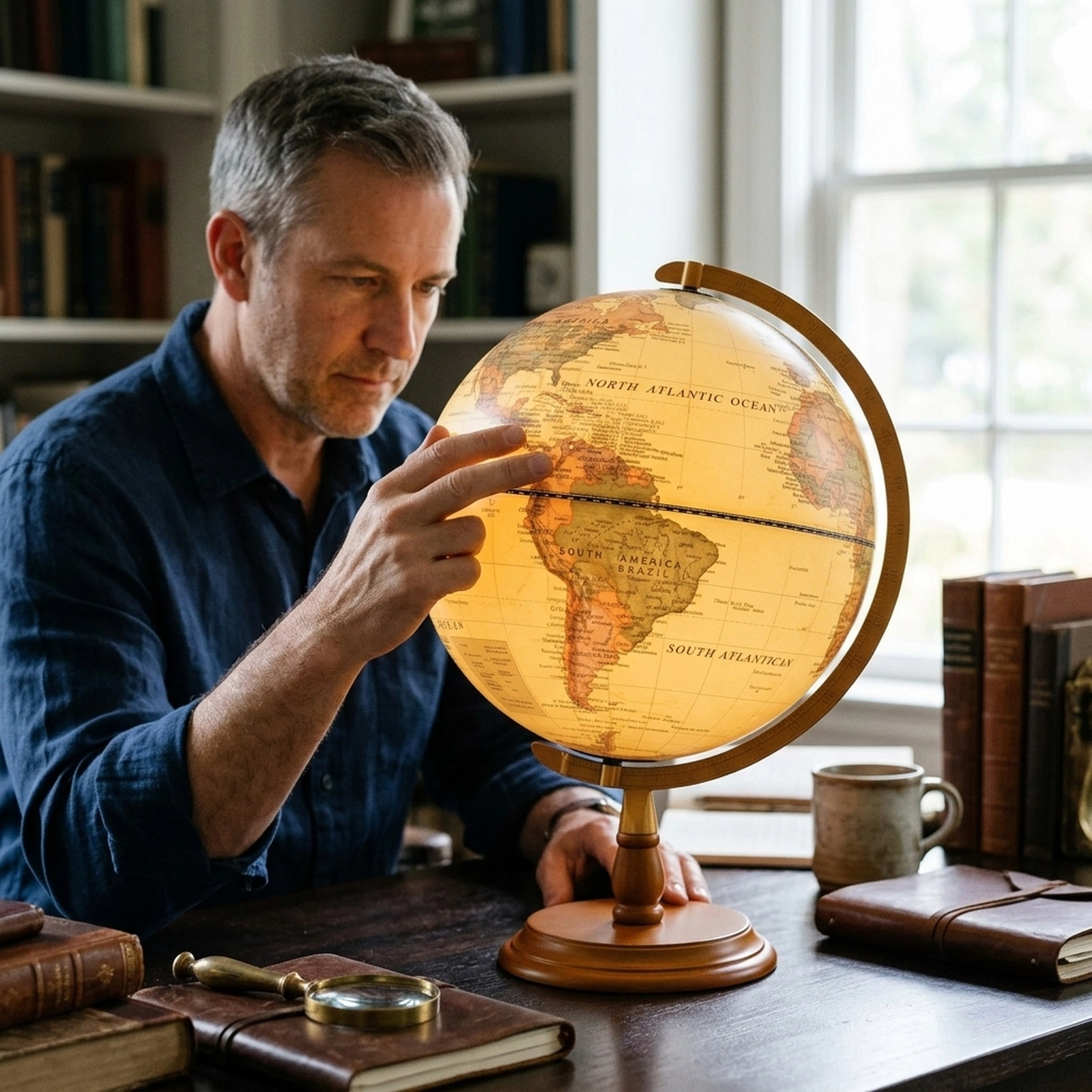 SUGIFT 12-in Illuminated World Globe with Built-In LED Night Light Embossed Relief and 4.6-ft USB Cord