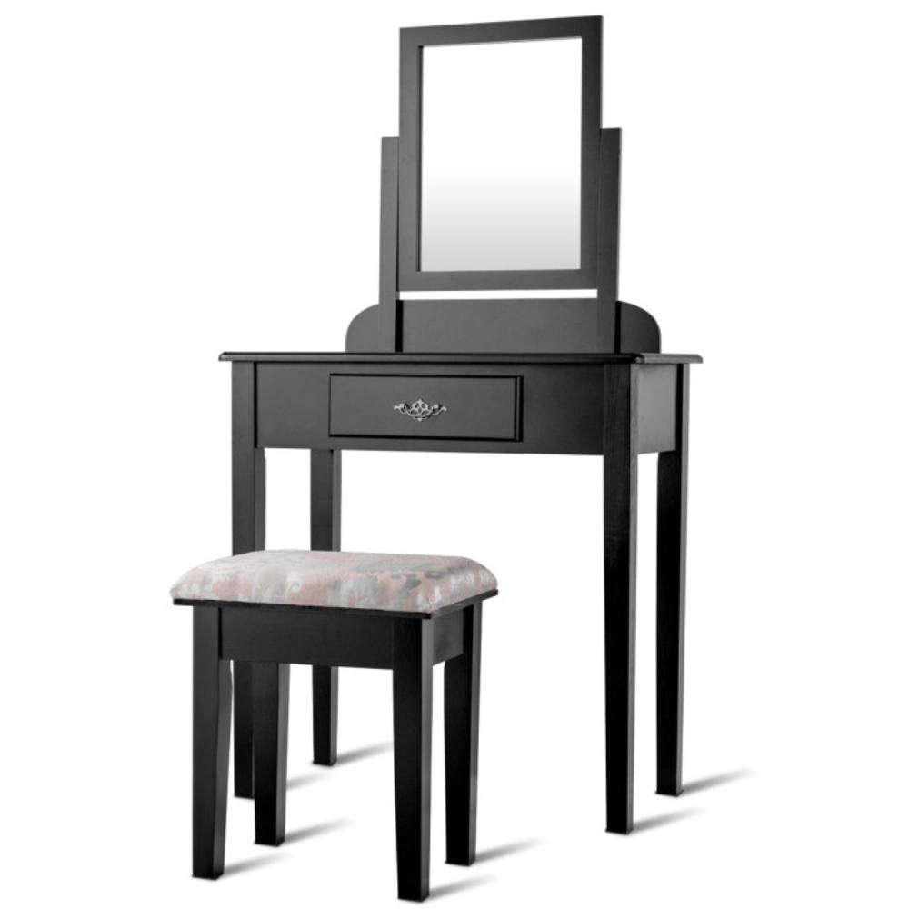 Hivvago Vanity Dressing Table Stool Set With Large Makeup Mirror
