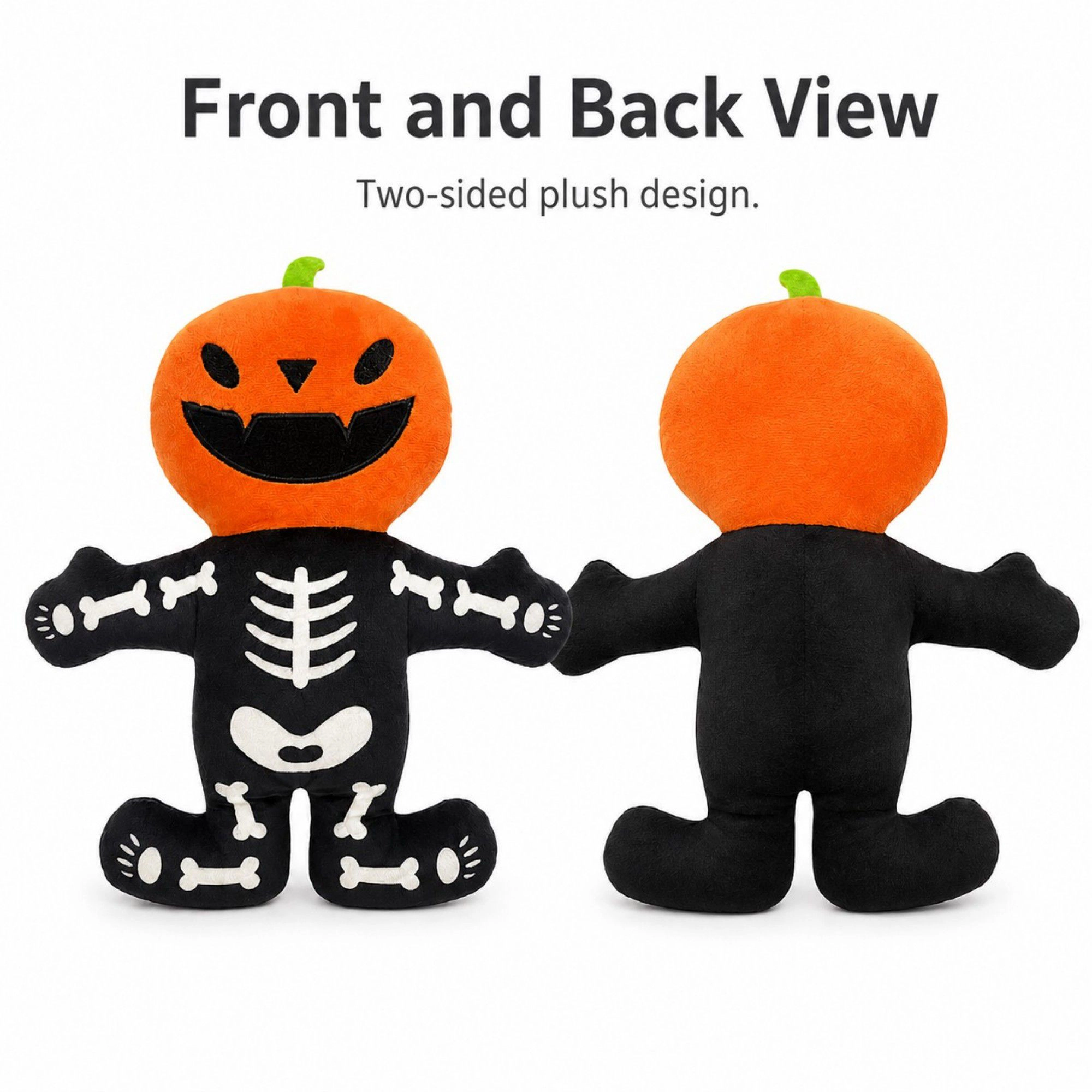 Alilang Pet Halloween Pumpkin Skeleton Plush Squeaker Dog Toy