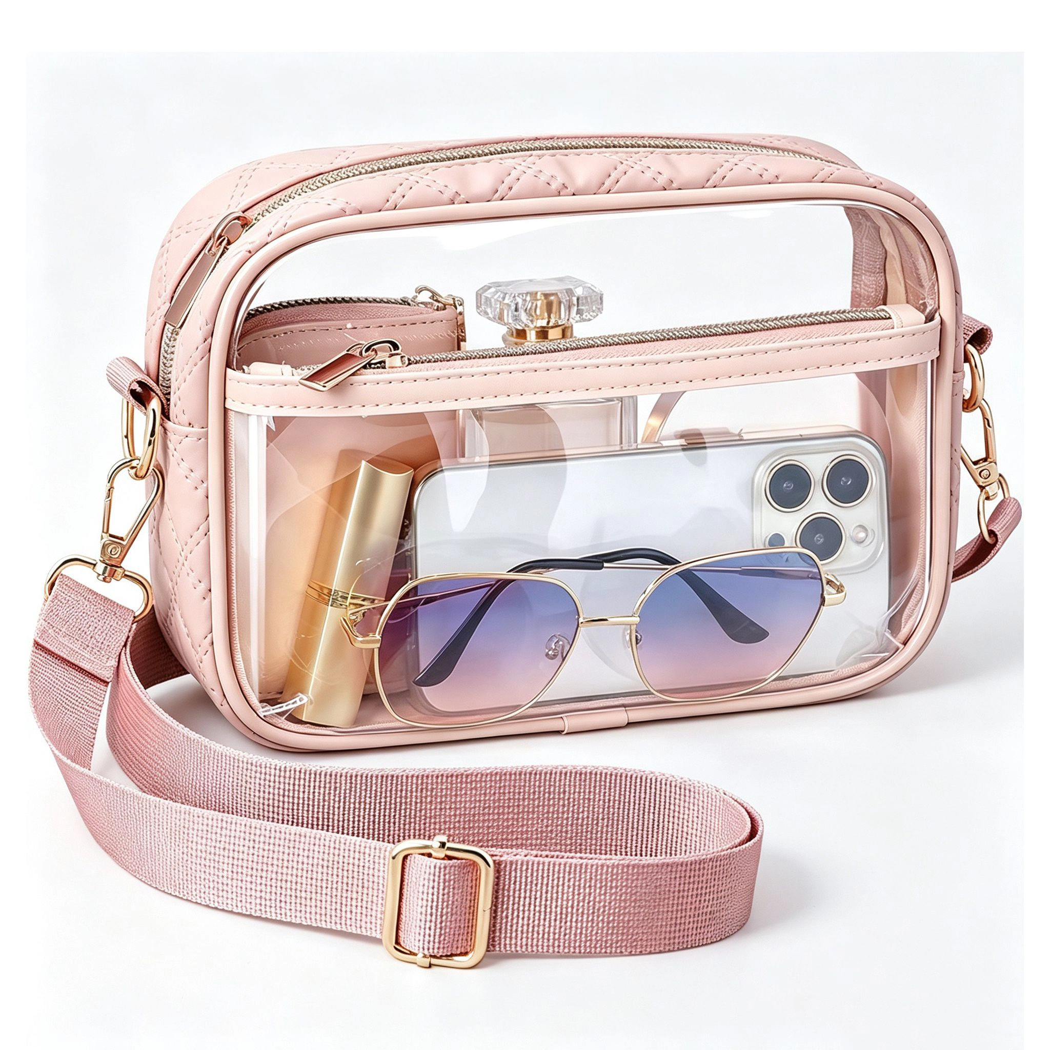 Alilang Women's Clear Stadium Crossbody Bag with Front Pocket, Zipper Closure and Adjustable Removable Shoulder Strap
