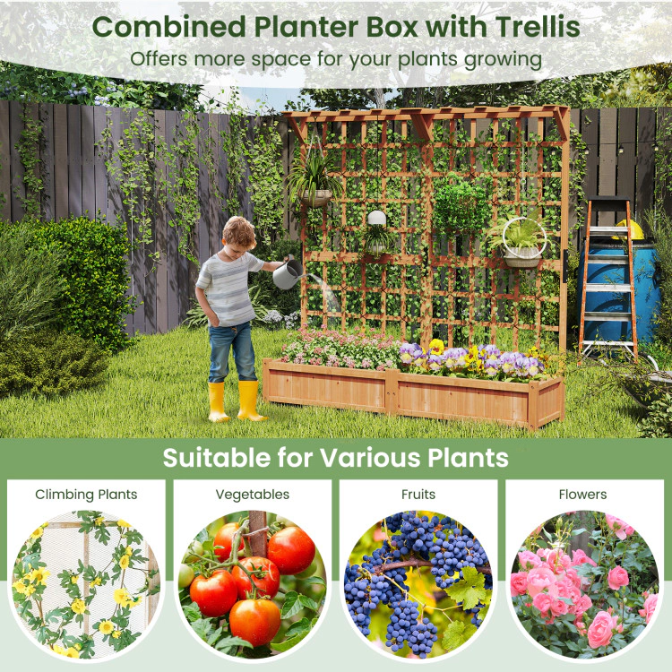 Hivvago Outdoor Wooden Planter with Climbing Support and Overhead Roof