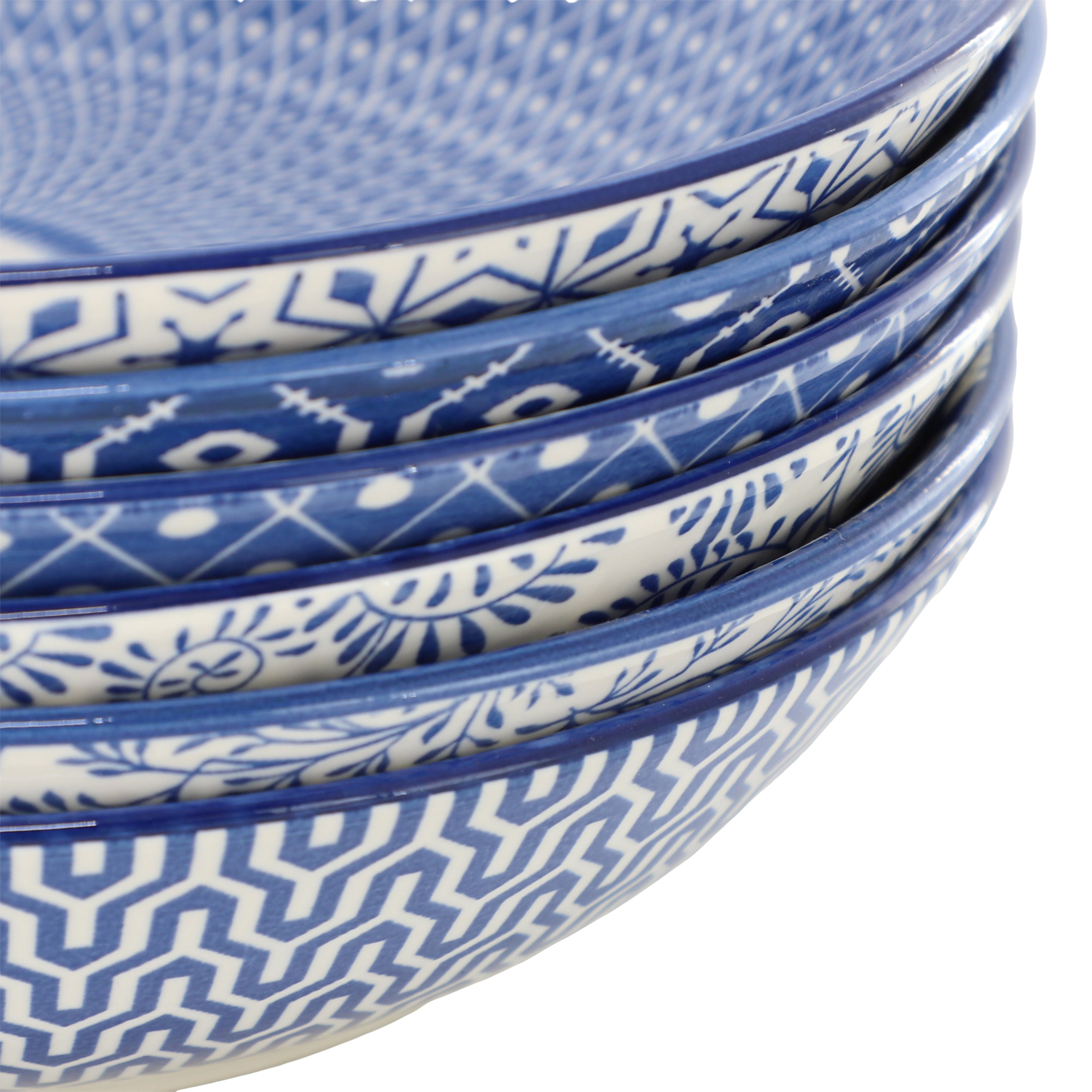Elama Aurora 6 Piece Assorted Porcelain Bowl Set in Blue
