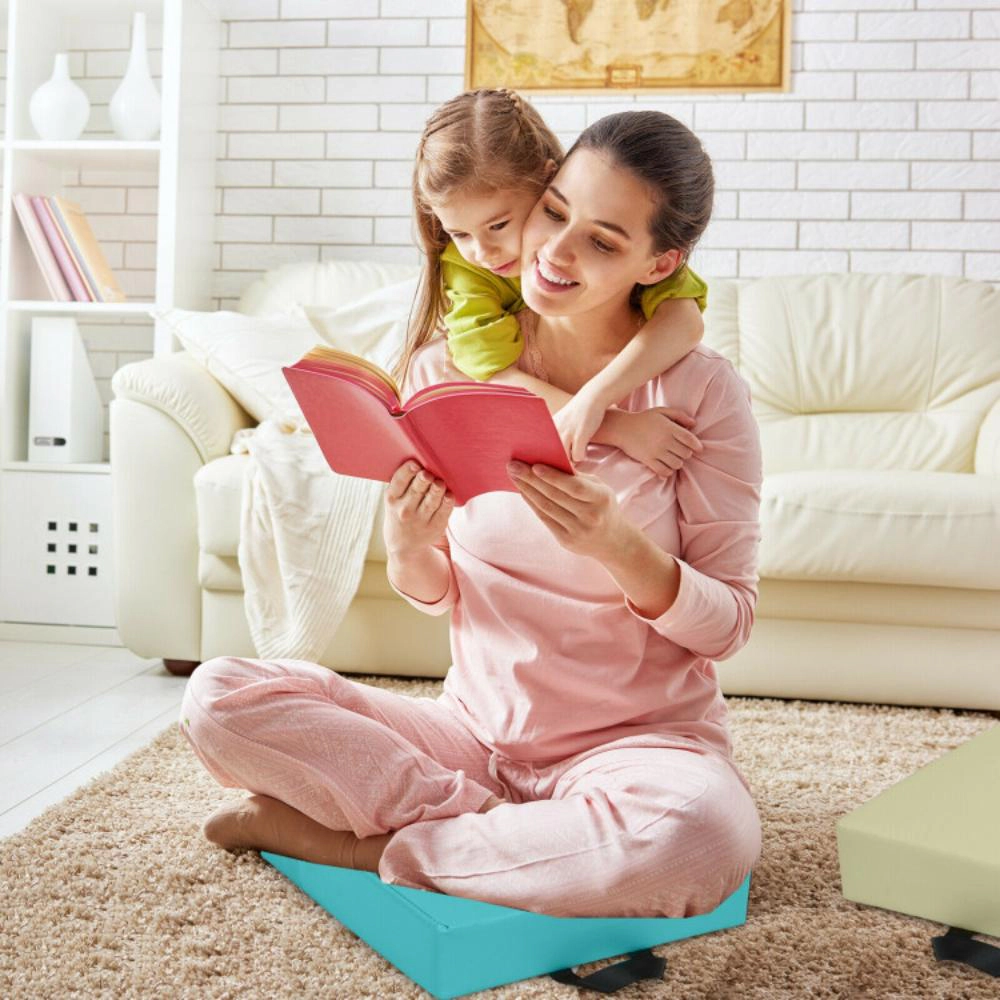 Hivvago 6 Pieces 15 Inches Square Toddler Floor Cushions Flexible Soft Foam Seating with Handles