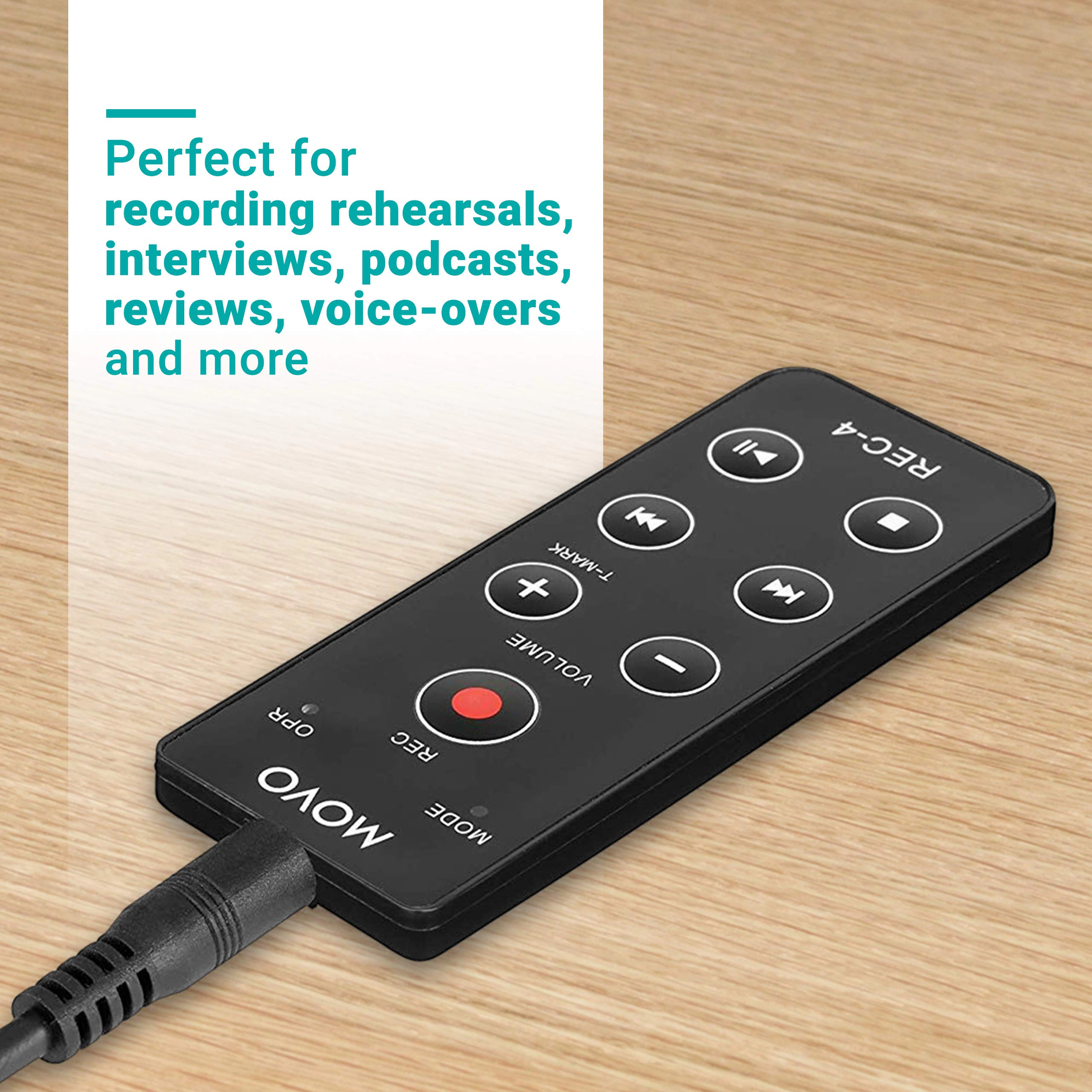 Movo REC-4 Wired Remote Control for Zoom H2n, H4n Pro, H5 and H6 Portable Digital Handy Recorders - Also Compatible
