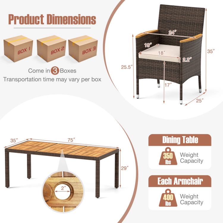 Hivvago 9 Piece Outdoor Dining Set With Acacia Wood Table Top