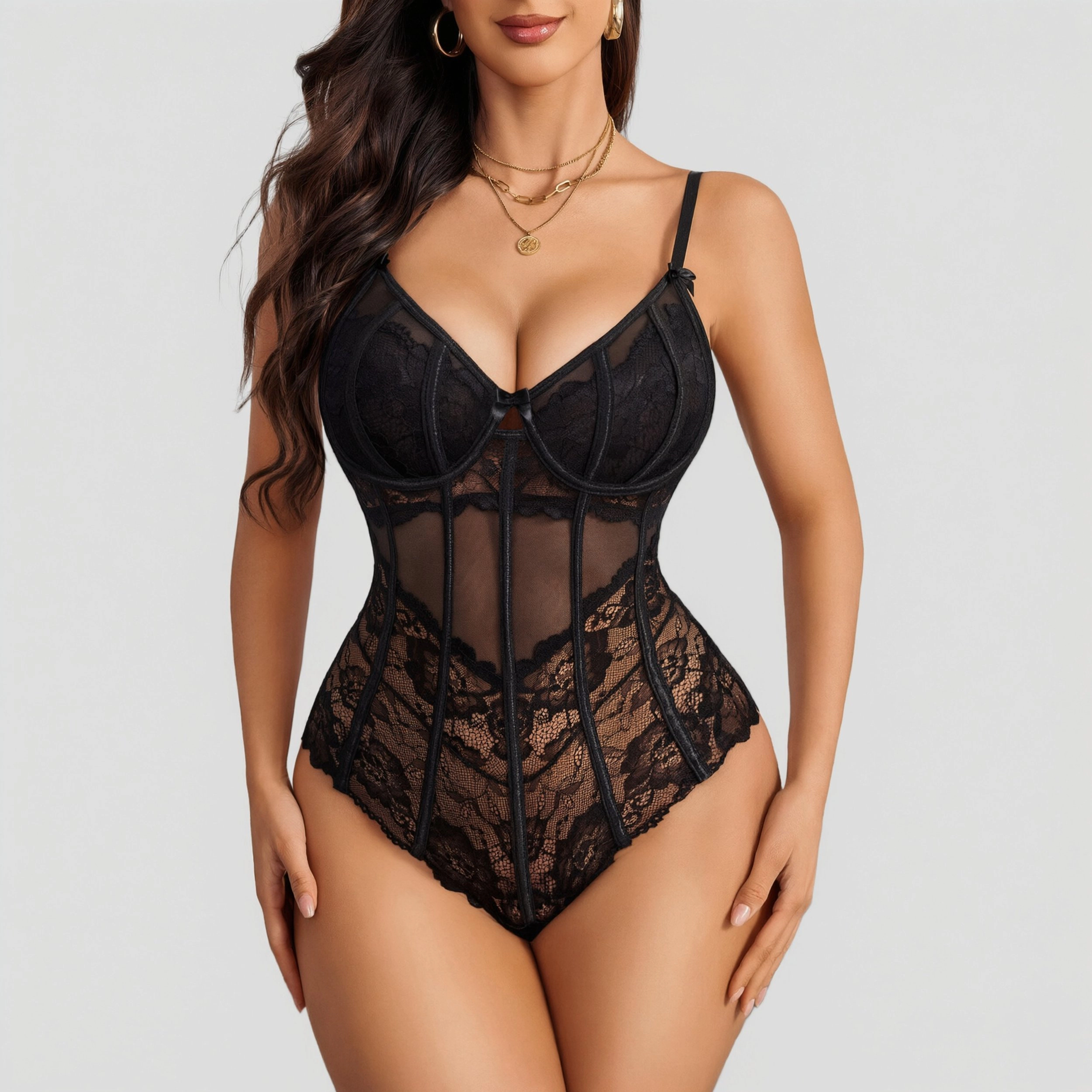 Avidlove Women's Lace Corset Bodysuit Bustier