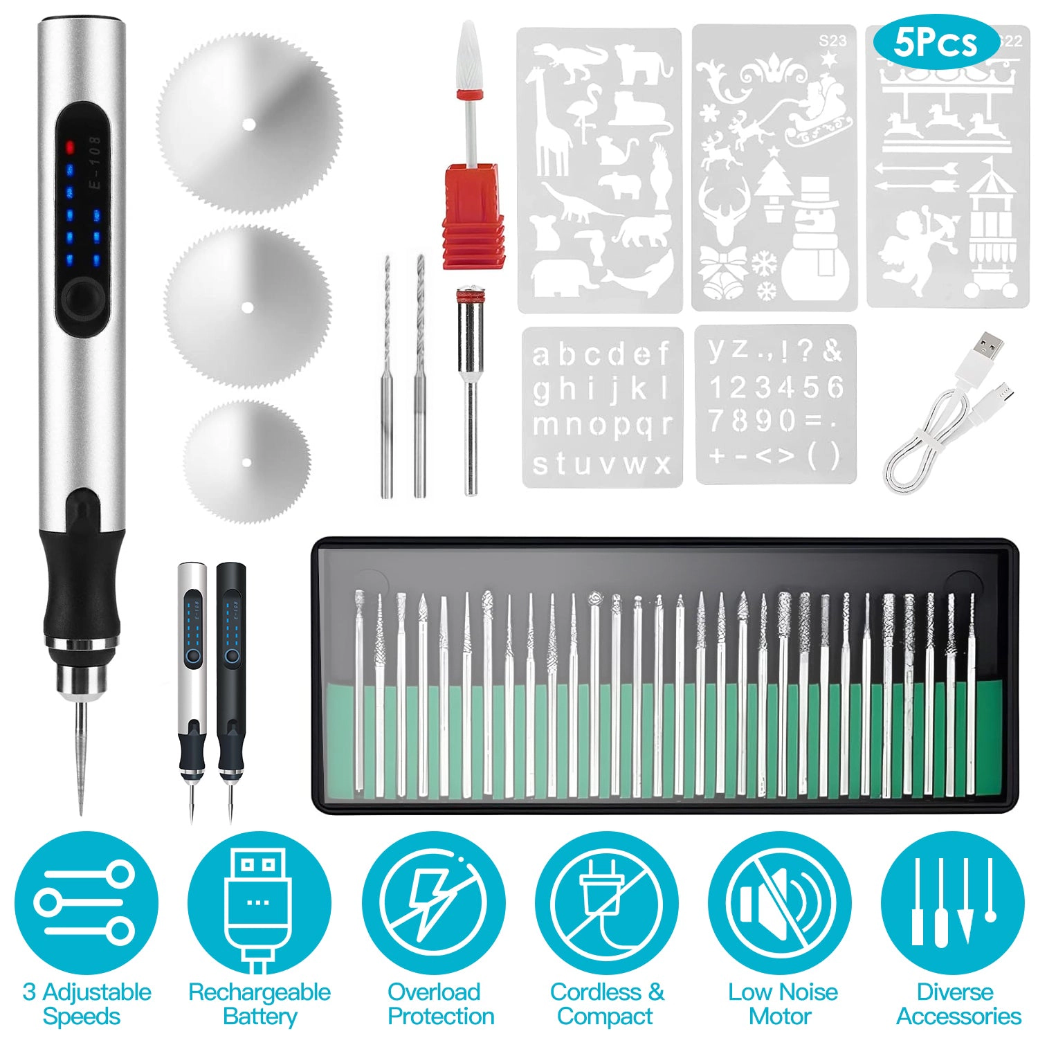 GBruno Rechargeable Electric Engraving Pen Set