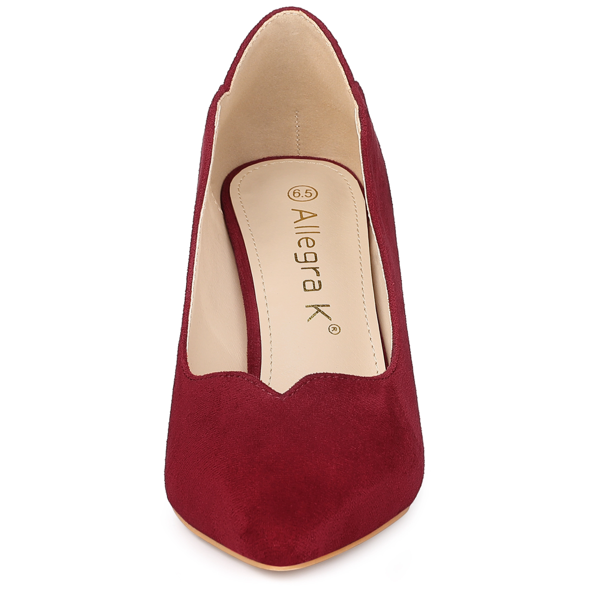 BLISSFUL STEP Women Faux Suede Pointed Toe Stiletto Heels Slip-on Pumps