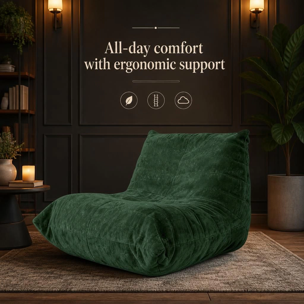 GOODSILO Comfortable Flannelette Lazy Bean Bag Chair Casual Relaxing Seating
