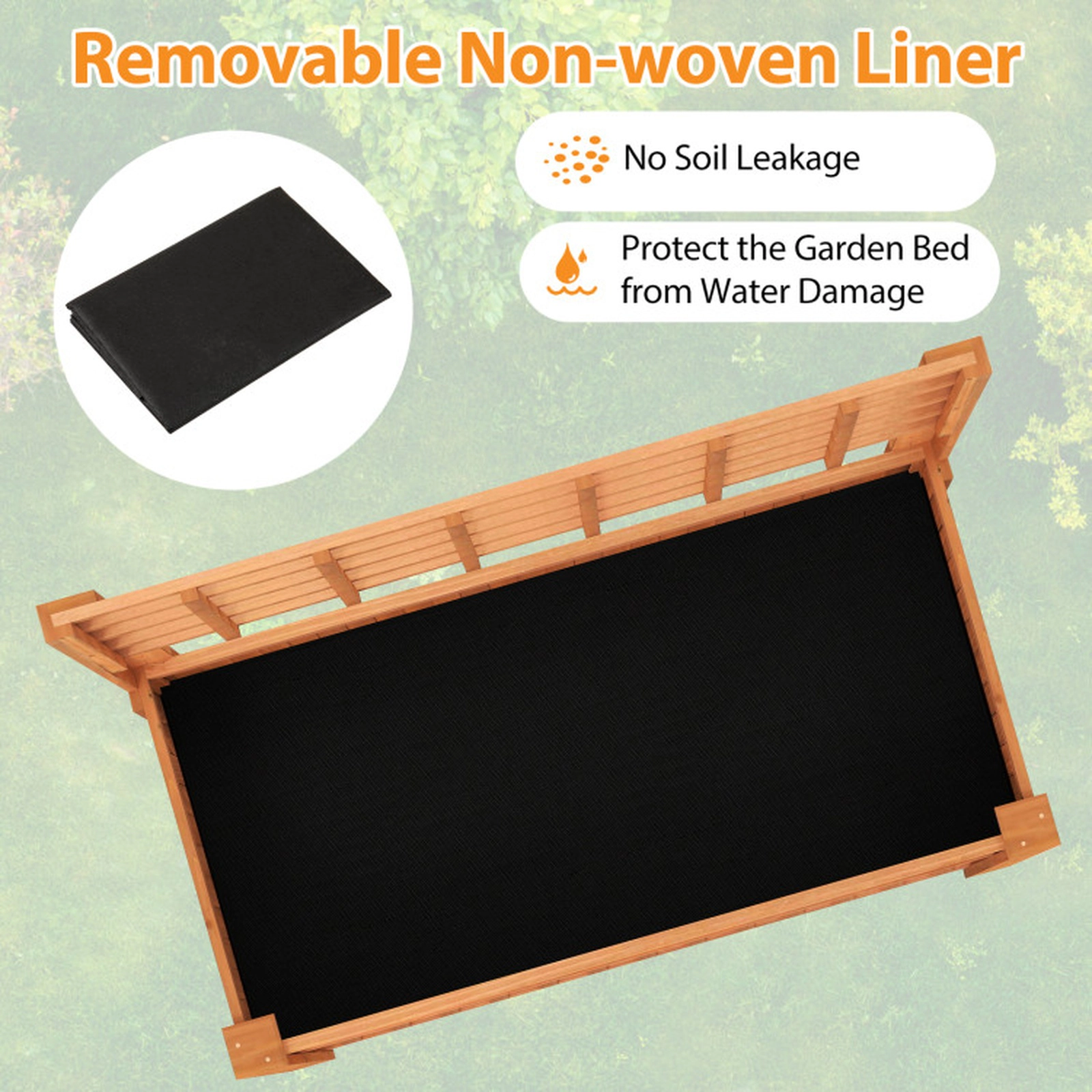 SUGIFT 59-in 110-lb Capacity Fir Wood Raised Garden Bed with Climbing Trellis Storage Shelf and L-Shaped Legs