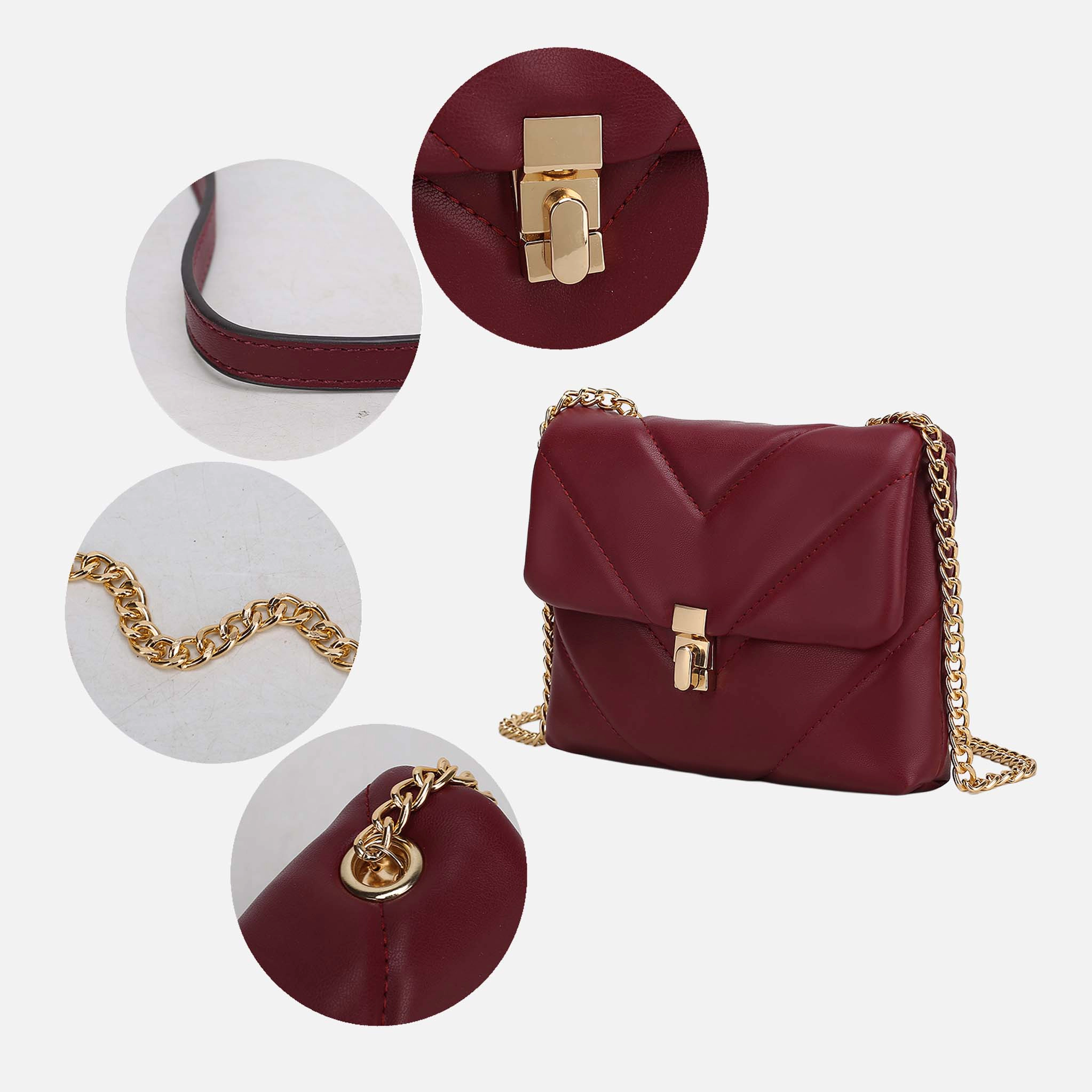 Mia K Collection Ellie Quilted Vegan Leather Crossbody Bag