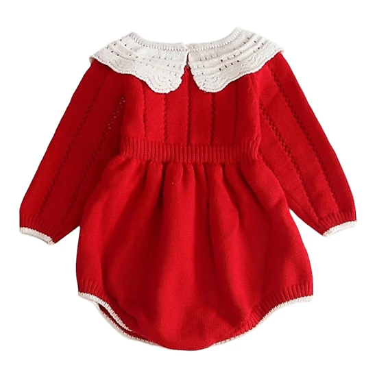 Laurenza's Baby Girls Poinsettia Knit Romper