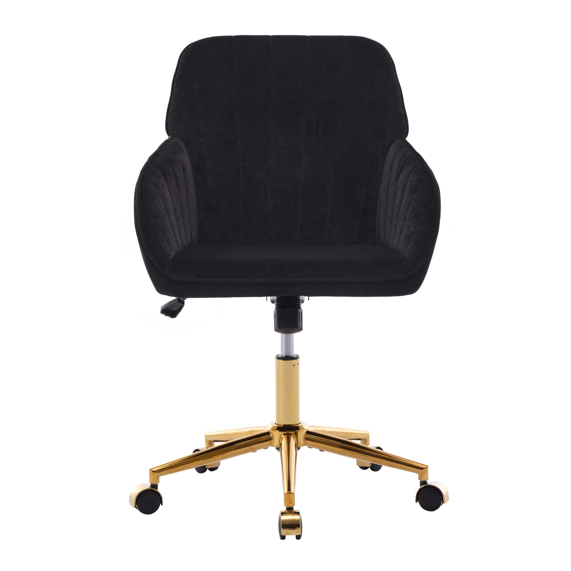 Platinum-Level Office Chairs TY Adjustable Velvet Office Chair, Black, Gold Base Swivel