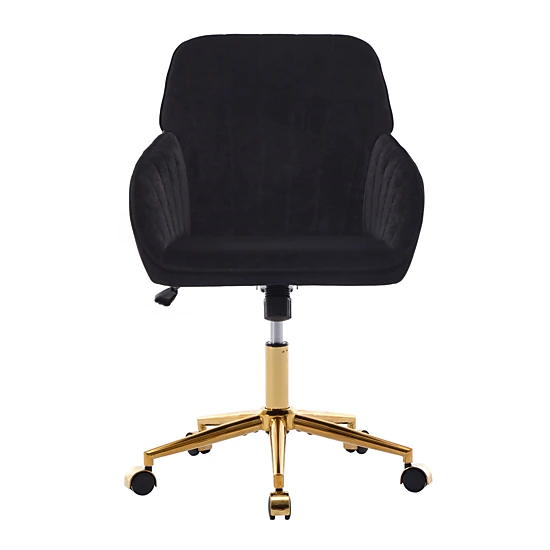 Platinum-Level Office Chairs TY Adjustable Velvet Office Chair, Black, Gold Base Swivel