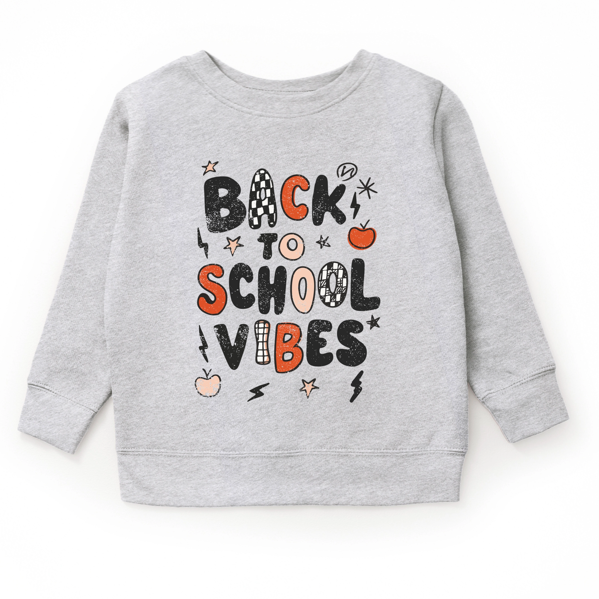 The Juniper Shop - Youth Graphic Sweatshirt Back To School Vibes Checkered Distressed