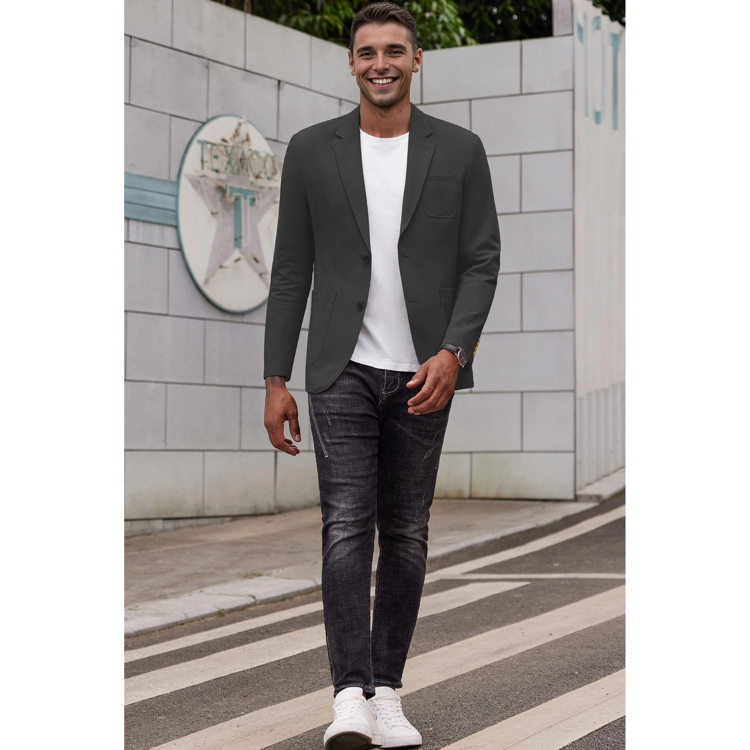 COOFANDY Men's Regular Fit Two Button Notch Lapel Casual Blazer Sport Coat Suit Jacket