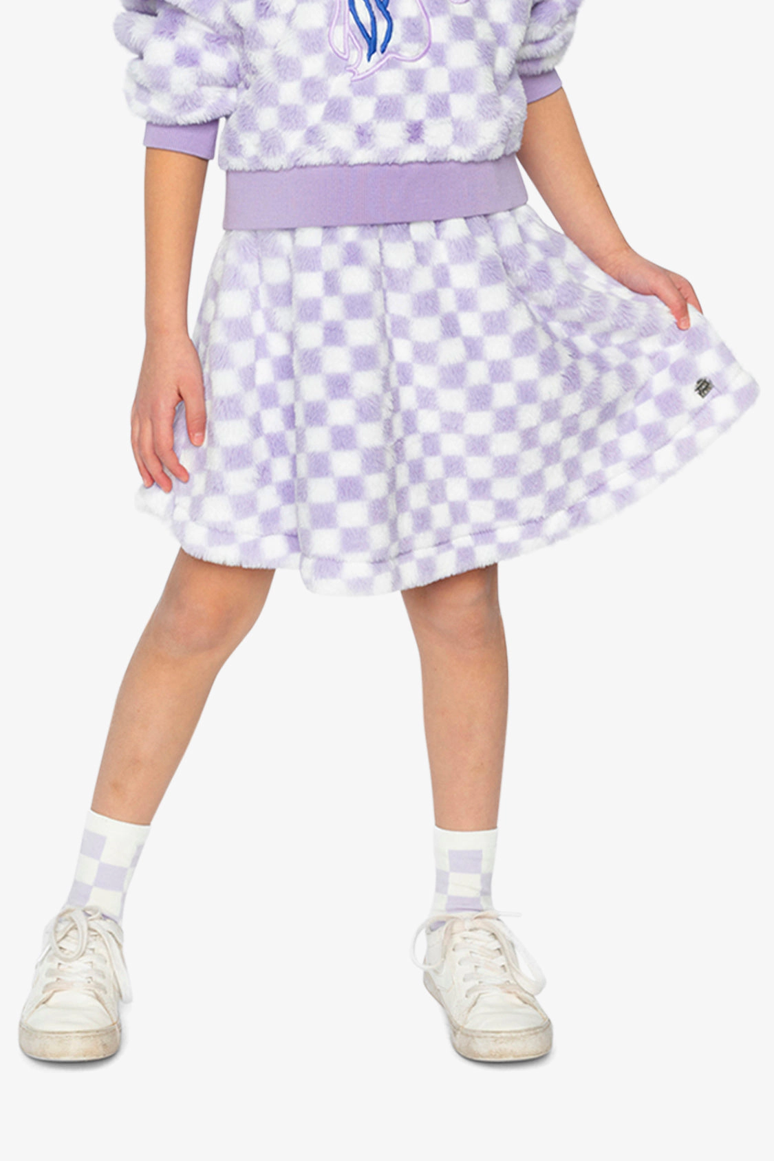 Deux par Girls Tile Pattern Faux Fur Skirt