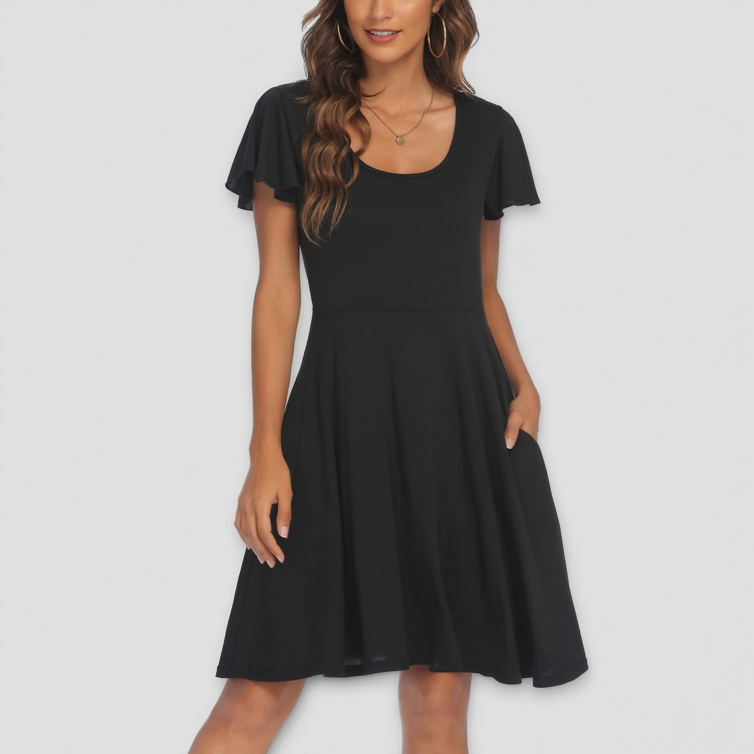 Zeagoo Women's Scoop Neck Short Sleeve Knee Length Dress
