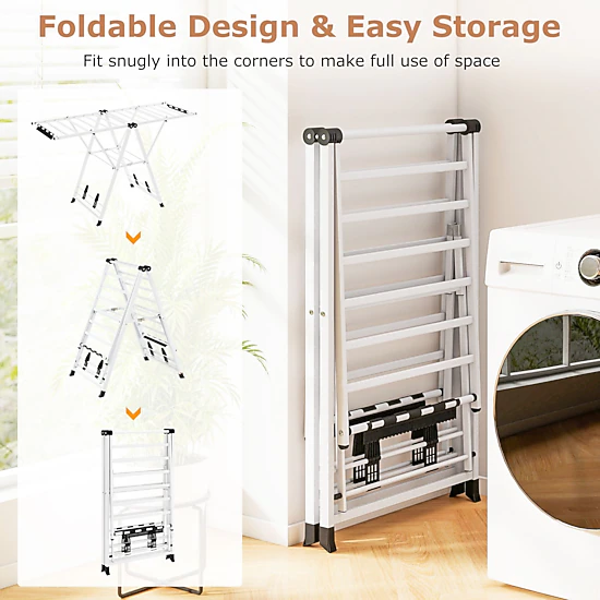 SlickBlue 2-Tier Folding Clothes Drying Rack with Shoe Racks