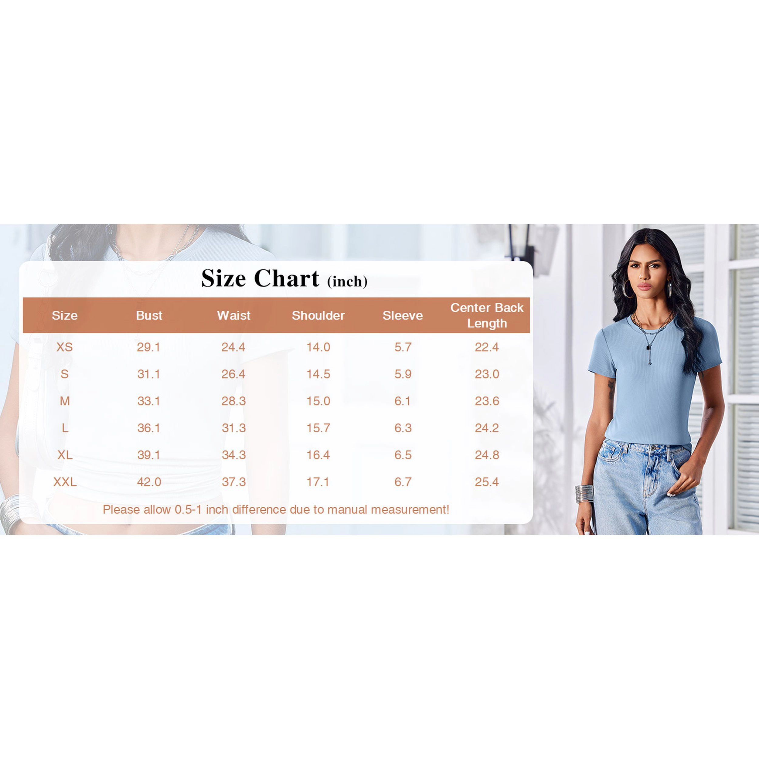 Ekouaer Women's Crew Neck Short Sleeve Ribbed Slim Fit T-Shirt