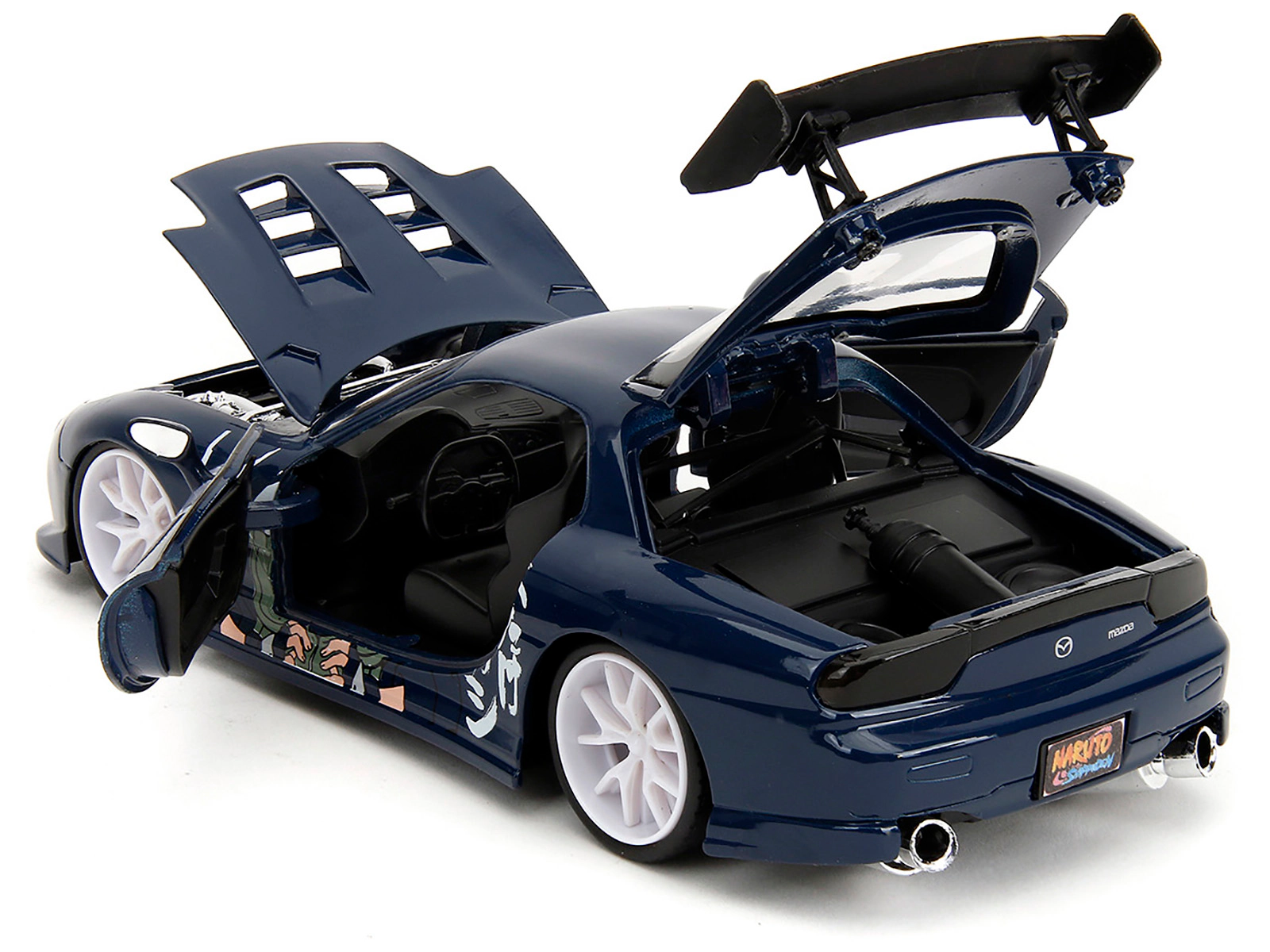 Jada 1993 Mazda RX-7 Dark Blue with Graphics and Kakashi Hatake Diecast Figure "Naruto Shippuden" (2009-2017)