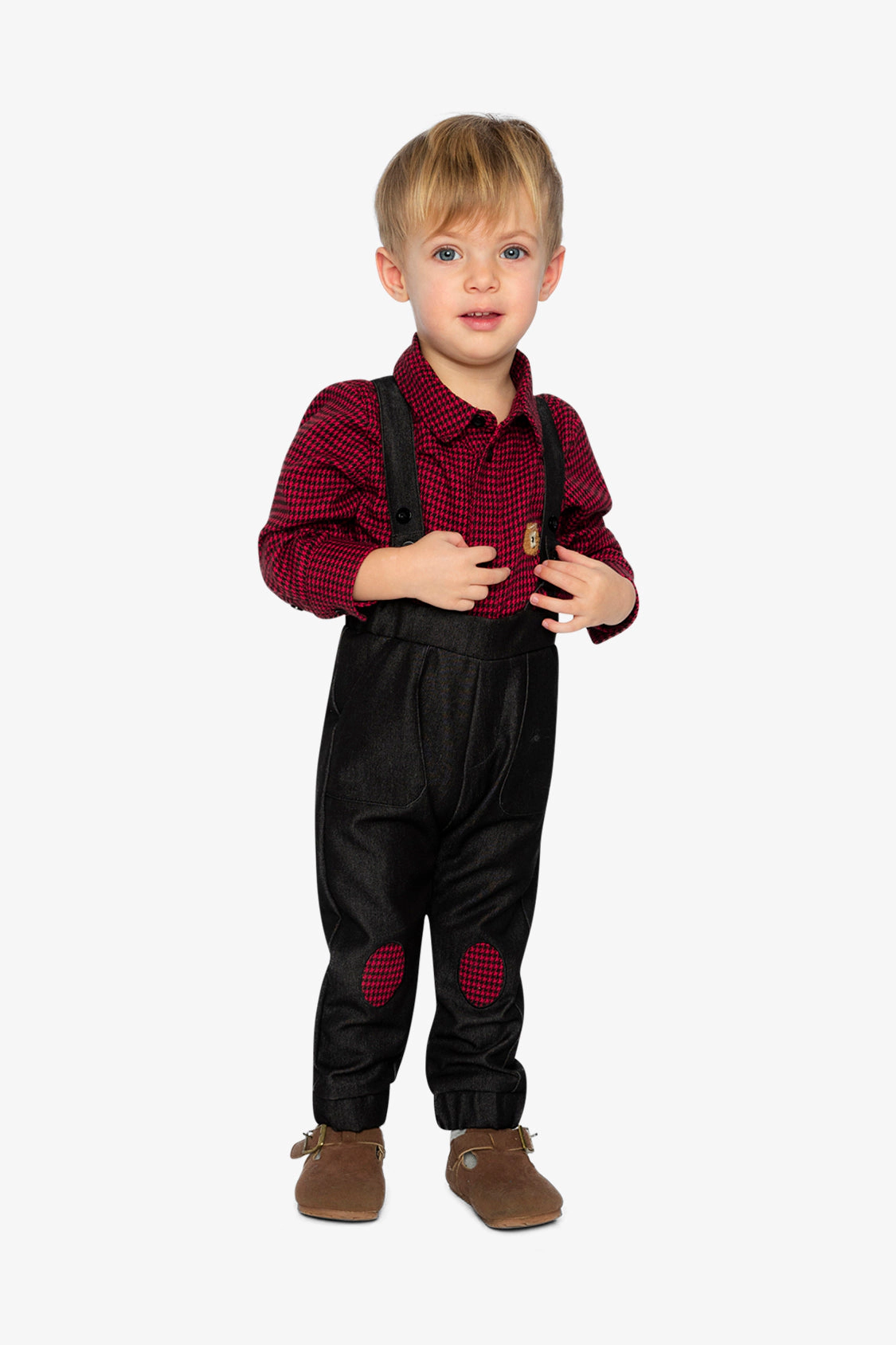 Deux par Boys Houndstooth Top & Pants Set
