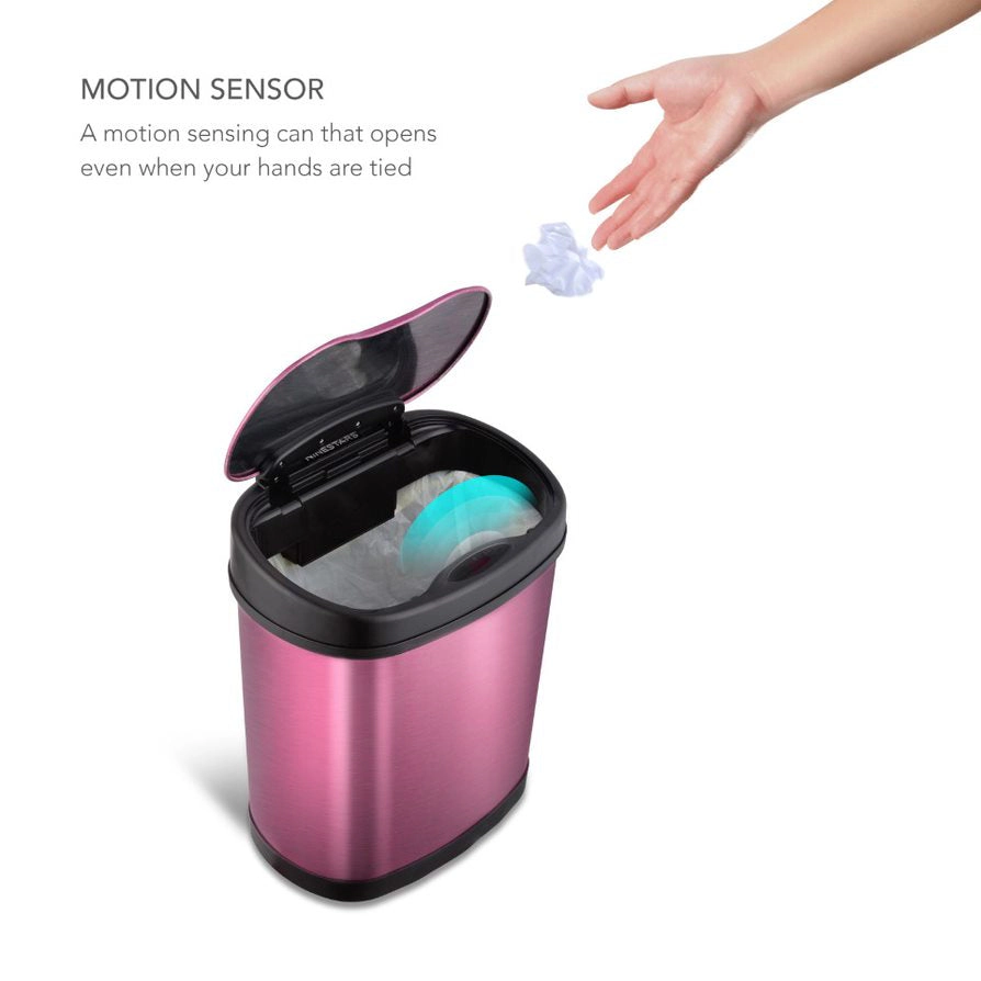 Ninestars Modern Oval 3.2-Gallon Stainless Steel Motion Sensor Trash Can