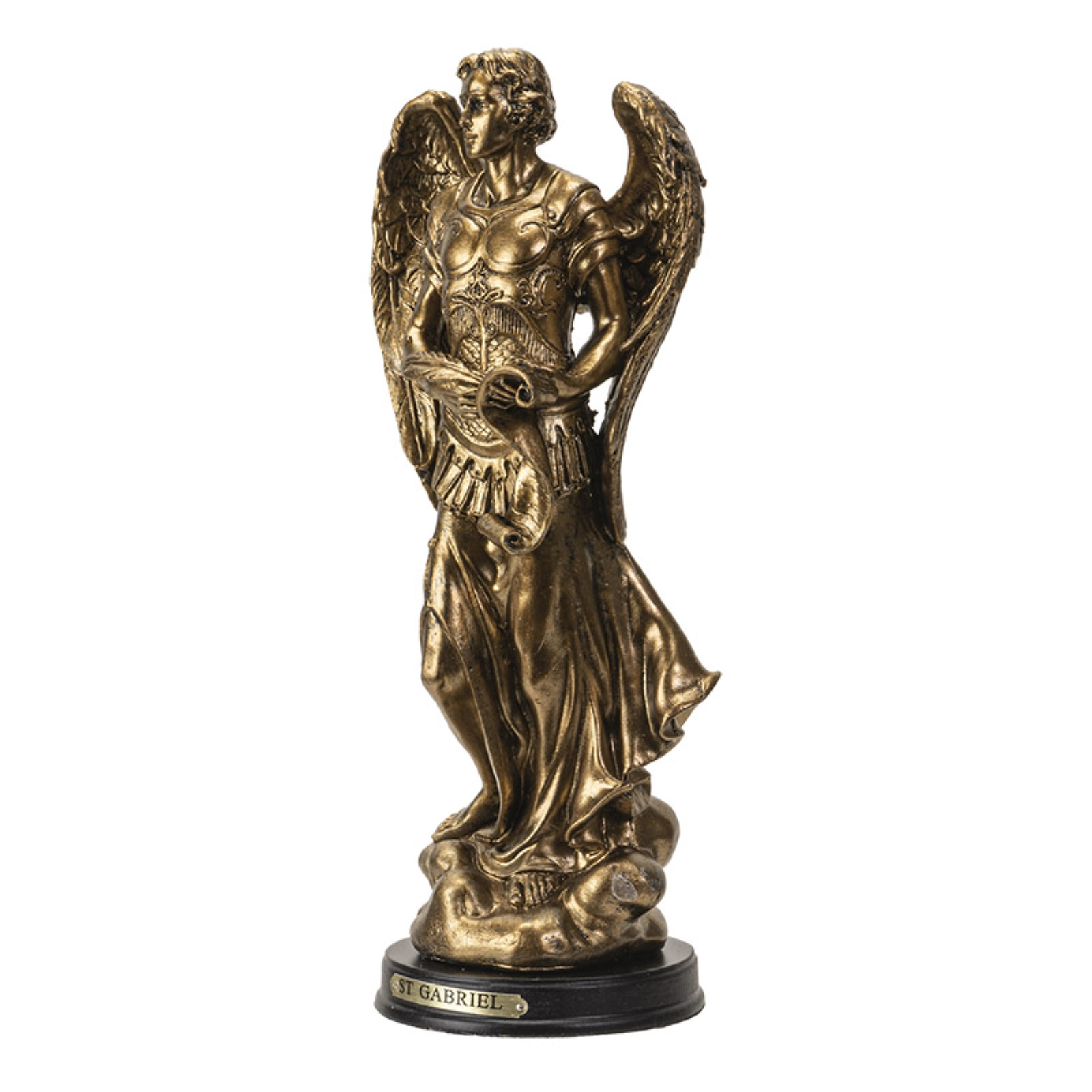 Pacific Giftware St. Gabriel Archangel Messenger from God Figurine 8 Inch Tall Wooden Base with Brass Name Plate
