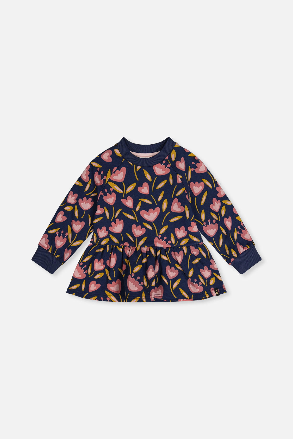 Deux par Girls Tulip Print Peplum French Terry Top