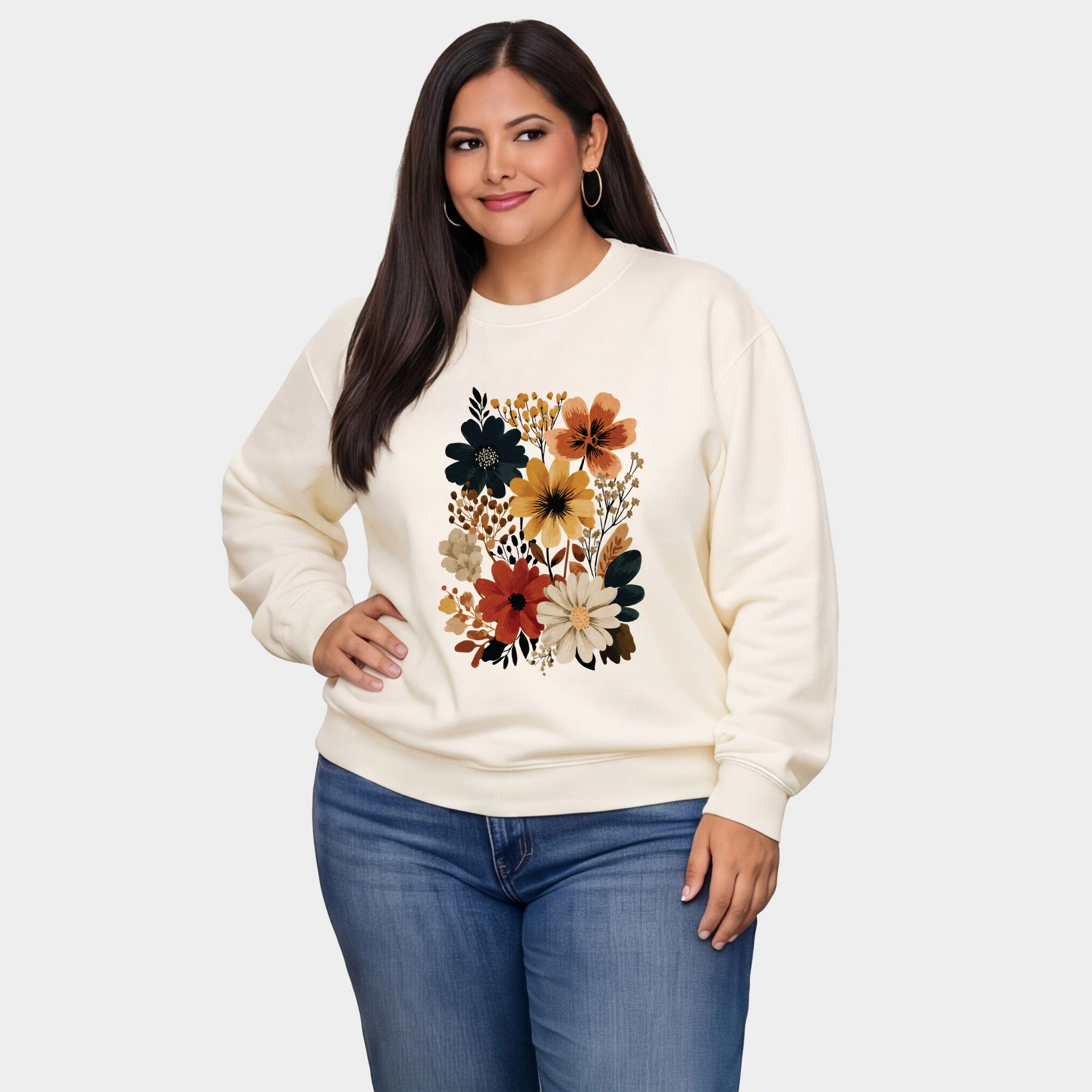 Simply Sage Market - Women's Plus Sweatshirt Autumn Floral