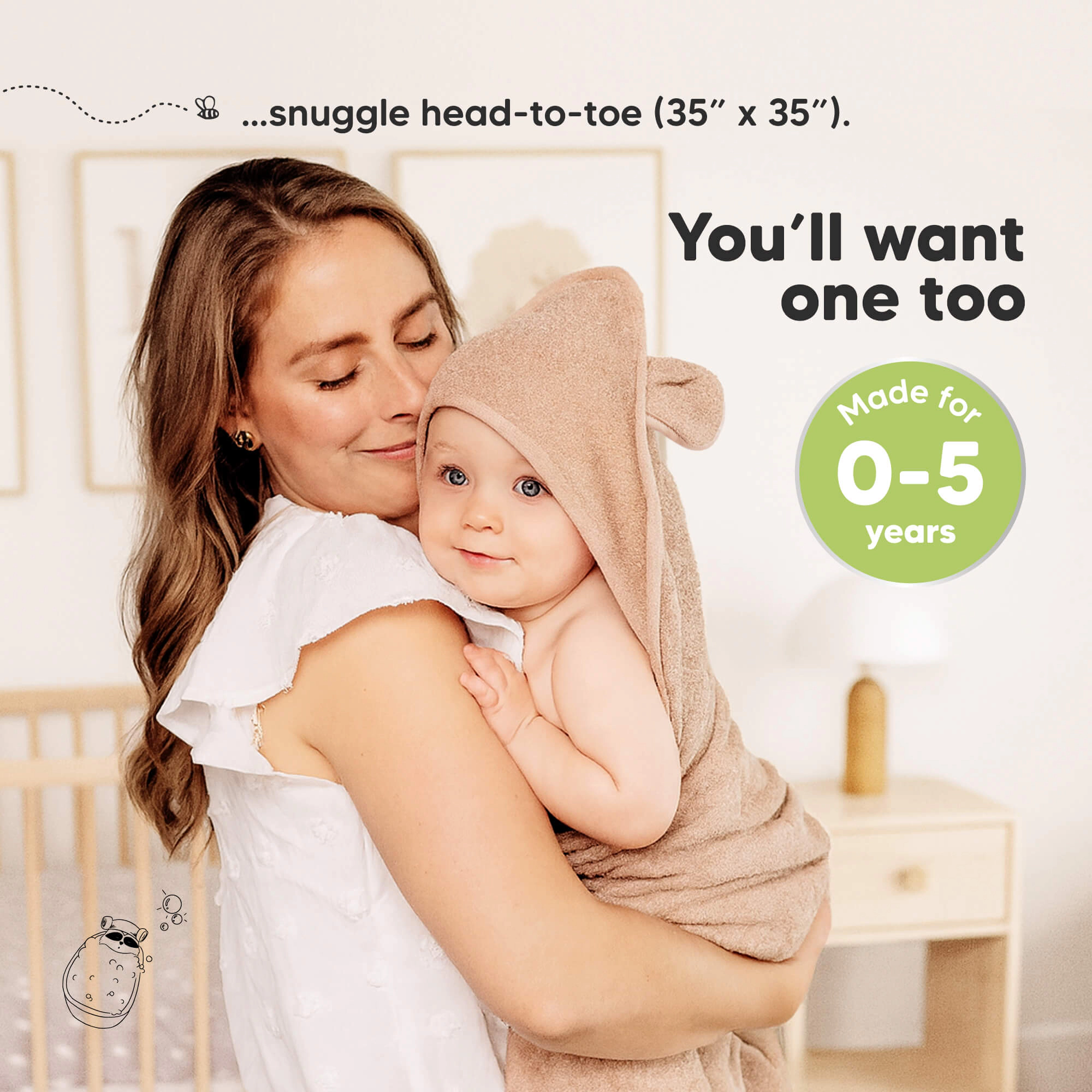 KeaBabies 2-Pack Snuggle Hooded Towels