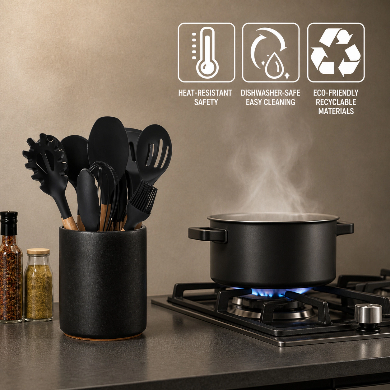 WZK Ceramic 10 Pcs Sturdy Easy Clean Farmhouse Kitchen Utensil Holder