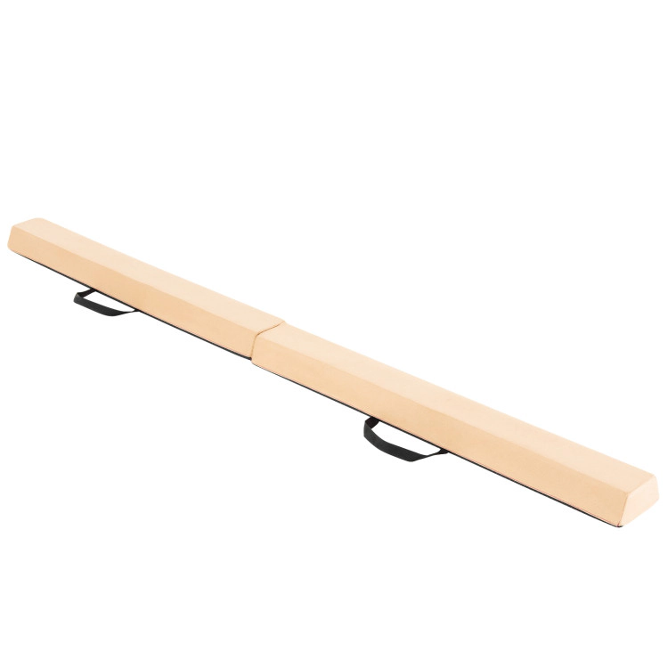SUGIFT Khaki 7-ft 160-lb Capacity Folding Gymnastics Balance Beam with Removable Suede Cover and Non-Slip Base