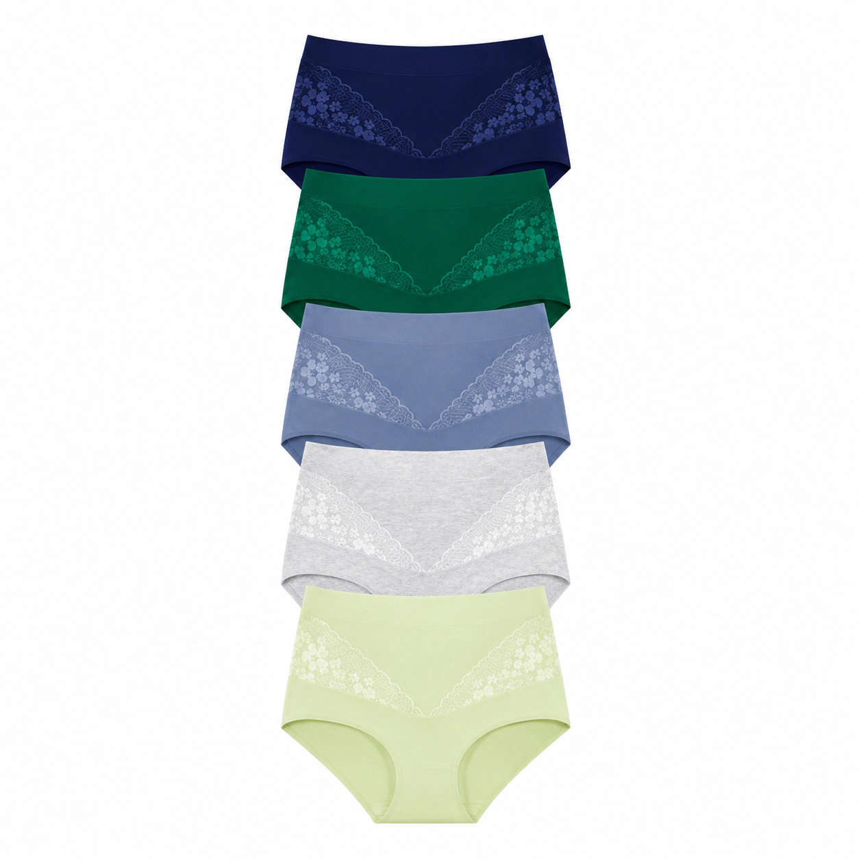 WZK Womens 5-Pack High Waisted Cotton Tummy Control Tagless Briefs Underwear