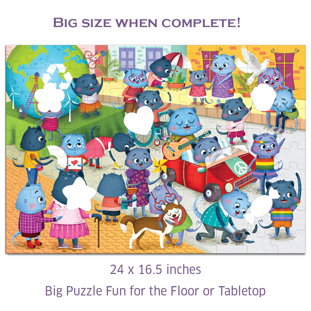 Chalk & Chuckles Caring Cats Lotothot Activity Puzzle -100 pieces