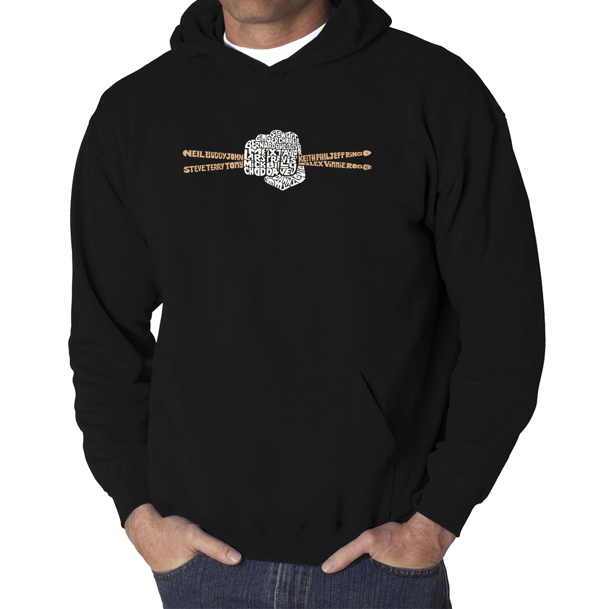 LA Pop Art Drum Sticks  - Men's Word Hooded Sweatshirt