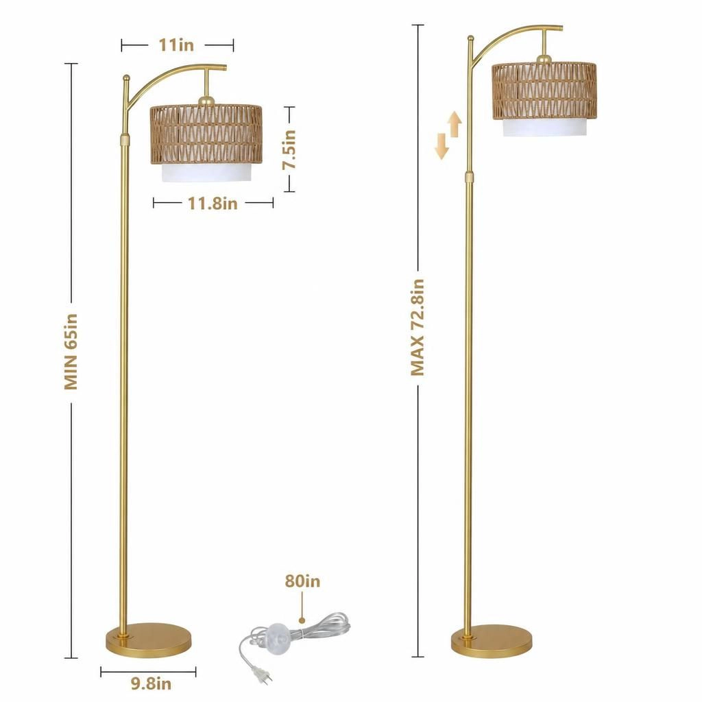 ELEMENT ACE Handwoven Rattan Metal Flush Mount Ceiling Light
